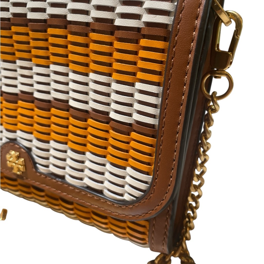 Tory Burch Emerson Woven Chain Crossbody Bag in Orange and White π§‘ - Picture 4 of 17
